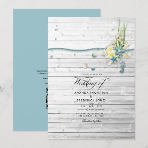 Rustic Summer Beach QR Code RSVP Huwelijk Kaart