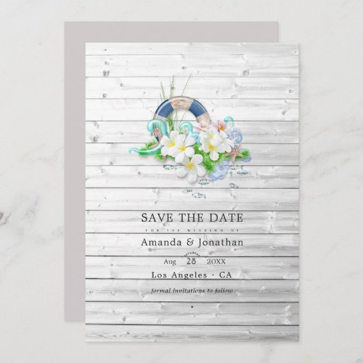 Rustic Summer Beach Wedding Photo Save The Date (Voorkant / Achterkant)