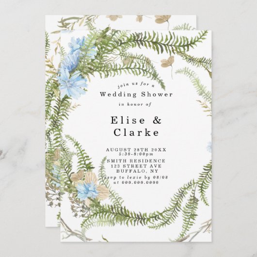 Rustic Summer Fern Wreath Wedding Shower (Voorkant / Achterkant)