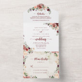 Rustic Summer Floral Calligraphy Wedding All In One Uitnodiging (Binnen)