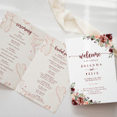 Rustic Summer Floral Programme de mariage plié