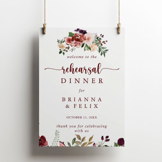 Rustic Summer Floral Rehearsal Dîner Affiche de bi
