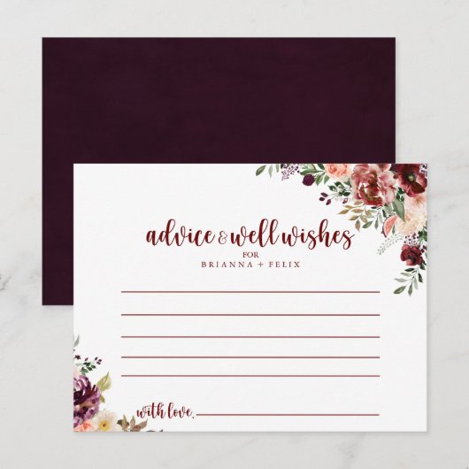 Rustic Summer Floral Weddenschap Card Briefkaart (Voorkant / Achterkant)