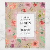 Rustic Summer Floral Wedding Wine Label Wijn Etiket (Enkel label)