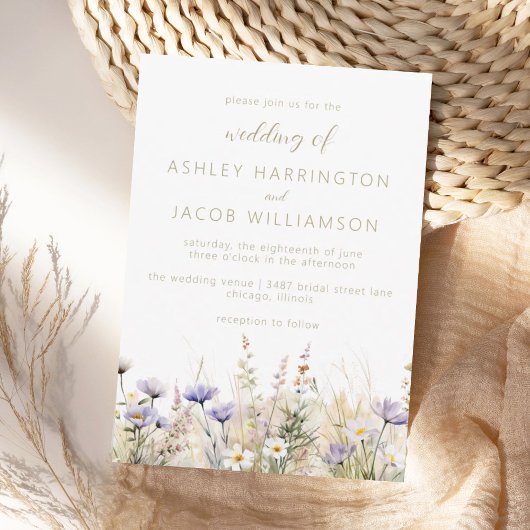 Rustic Summer Meadow Wildflower Wedding  Kaart