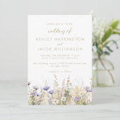 Rustic Summer Meadow Wildflower Wedding  Kaart (Staand voorkant)