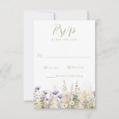 Rustic Summer Meadow Wildflower Wedding RSVP Card (Devant)