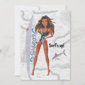 Rustic Summer Surf Beach Bachelorette Kaart (Voorkant)