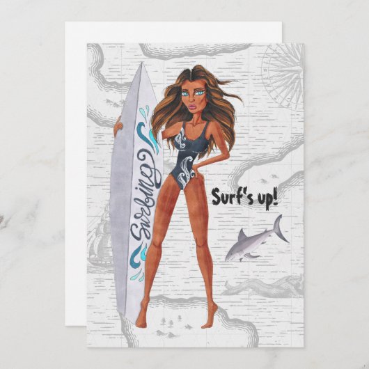 Rustic Summer Surf Beach Bachelorette Kaart (Voorkant / Achterkant)