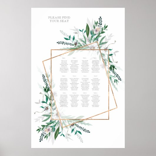 Rustic Summer Wedding Seating Chart Poster (Voorkant)