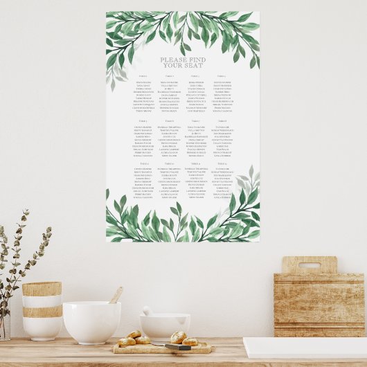 Rustic Summer Wedding Seating Chart Poster (Keuken)