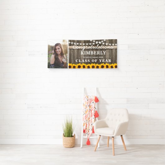 Rustic Sunflower 2023 Afstuderen Foto Spandoek (Insitu)