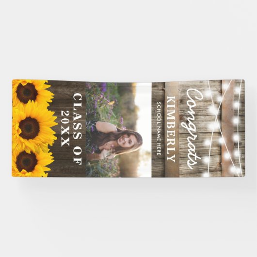 Rustic Sunflower 2023 Afstuderen Fotodeur Spandoek (Horizontaal)