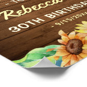 Rustic Sunflower 30th 40th Birthday Party Welcome Poster (Hoek)