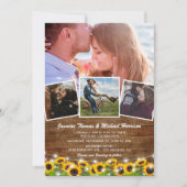 Rustic Sunflower 4 Uitnodiging tot fotoweddenschap (Voorkant)