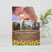 Rustic Sunflower 4 Uitnodiging tot fotoweddenschap (Staand voorkant)