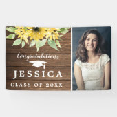Rustic Sunflower Afstuderen Fotogradatie Partij Spandoek (Horizontaal)