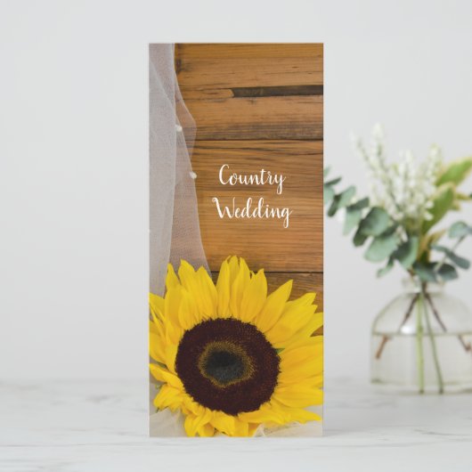 Rustic Sunflower and Veil country Wedding Programm Programma (Staand voorkant)