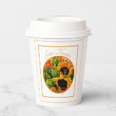 Rustic Sunflower Autumn geeft Bedankt Monogram Papieren Bekers (Achterkant)