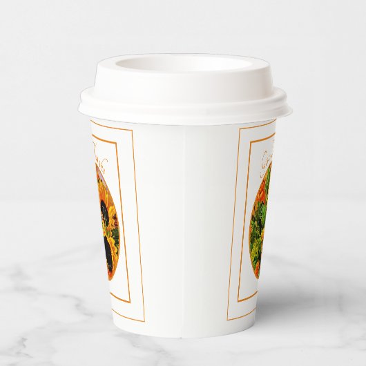 Rustic Sunflower Autumn geeft Bedankt Monogram Papieren Bekers (Rechts)