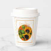 Rustic Sunflower Autumn geeft Bedankt Monogram Papieren Bekers (Voorkant)