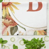 Rustic Sunflower Autumn Monogram Kitchen Towelen Theedoek (Gevouwen)