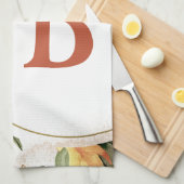 Rustic Sunflower Autumn Monogram Kitchen Towelen Theedoek (Quarter Fold)