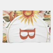 Rustic Sunflower Autumn Monogram Kitchen Towelen Theedoek (Horizontaal)