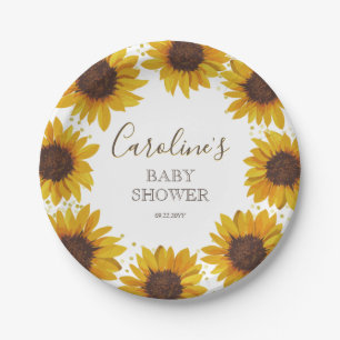 Rustic Sunflower Baby shower Boho Waterverf Papieren Bordje