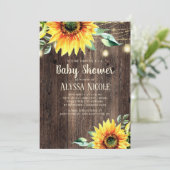 Rustic Sunflower Baby shower Invita Kaart (Staand voorkant)