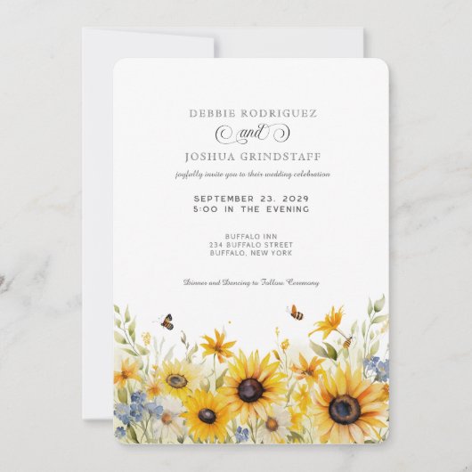 Rustic Sunflower Barn Fall Wedding Invitation  (Devant)