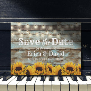 Rustic Sunflower Barn Wedding Save the Date Aankondigingskaart