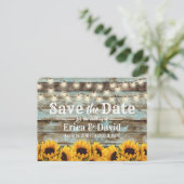 Rustic Sunflower Barn Wedding Save the Date Aankondigingskaart (Staand voorkant)