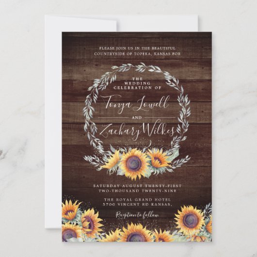 Rustic Sunflower Bloom | Weddengeviering Kaart (Voorkant)