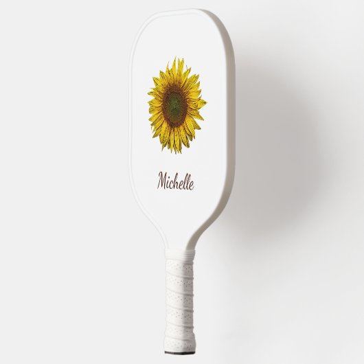 Rustic Sunflower Boho Botanical Personalized Pickleball Paddle (Links)