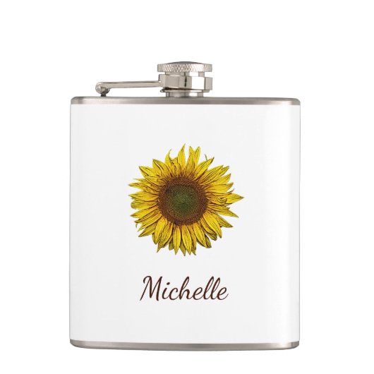 Rustic Sunflower Boho Floral Personalized  Heupfles (Voorkant)