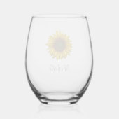 Rustic Sunflower Boho Floral Personalized Wijnglas Zonder Voet (Achterkant)