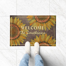 Rustic Sunflower Boho Taupe Persoonlijk welkom Deurmat