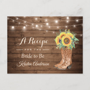 Rustic Sunflower Boots Vrijgezellenfeest Recipe Briefkaart