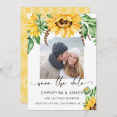 Rustic Sunflower Bouquet-fotoscript Save The Date (Voorkant / Achterkant)