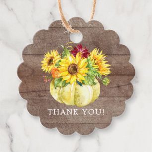 Rustic Sunflower Bouquet Pumpkin Hartelijk dank Bedankjes Labels