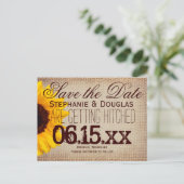 Rustic Sunflower Burlap Sparen de Briefkaarten van (Staand voorkant)
