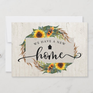 Rustic Sunflower Calligraphy Moving Announcement Aankondiging