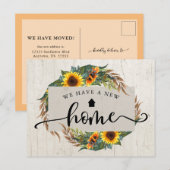 Rustic Sunflower Calligraphy Moving Announcement Briefkaart (Voorkant / Achterkant)