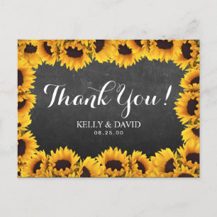 Rustic Sunflower Chalkboard Wedding Bedankt Briefkaart