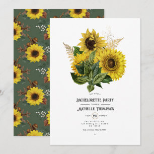 Rustic Sunflower Country Barn Bachelorette Party Kaart