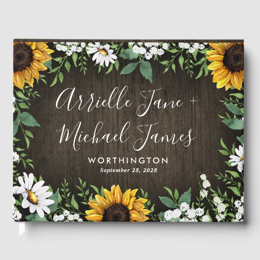 Rustic Sunflower Country Daisy Mariage livre d'hôt (Recto)