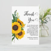 Rustic Sunflower Custom Photo Wedding Bedankkaart (Staand voorkant)