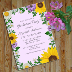 Rustic Sunflower Daisy Floral Graduation Party Acryl Uitnodigingen