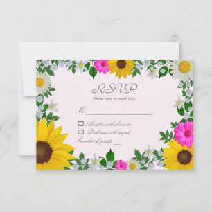 Rustic Sunflower Daisy Floral Vrijgezellenfeest RSVP Kaartje